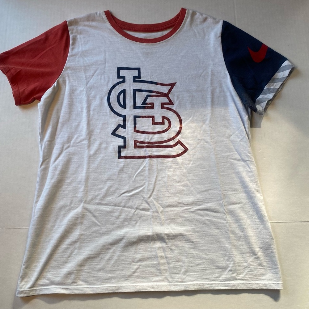 Nike Dri Fit STL Women Large Red White Blue T-shirt